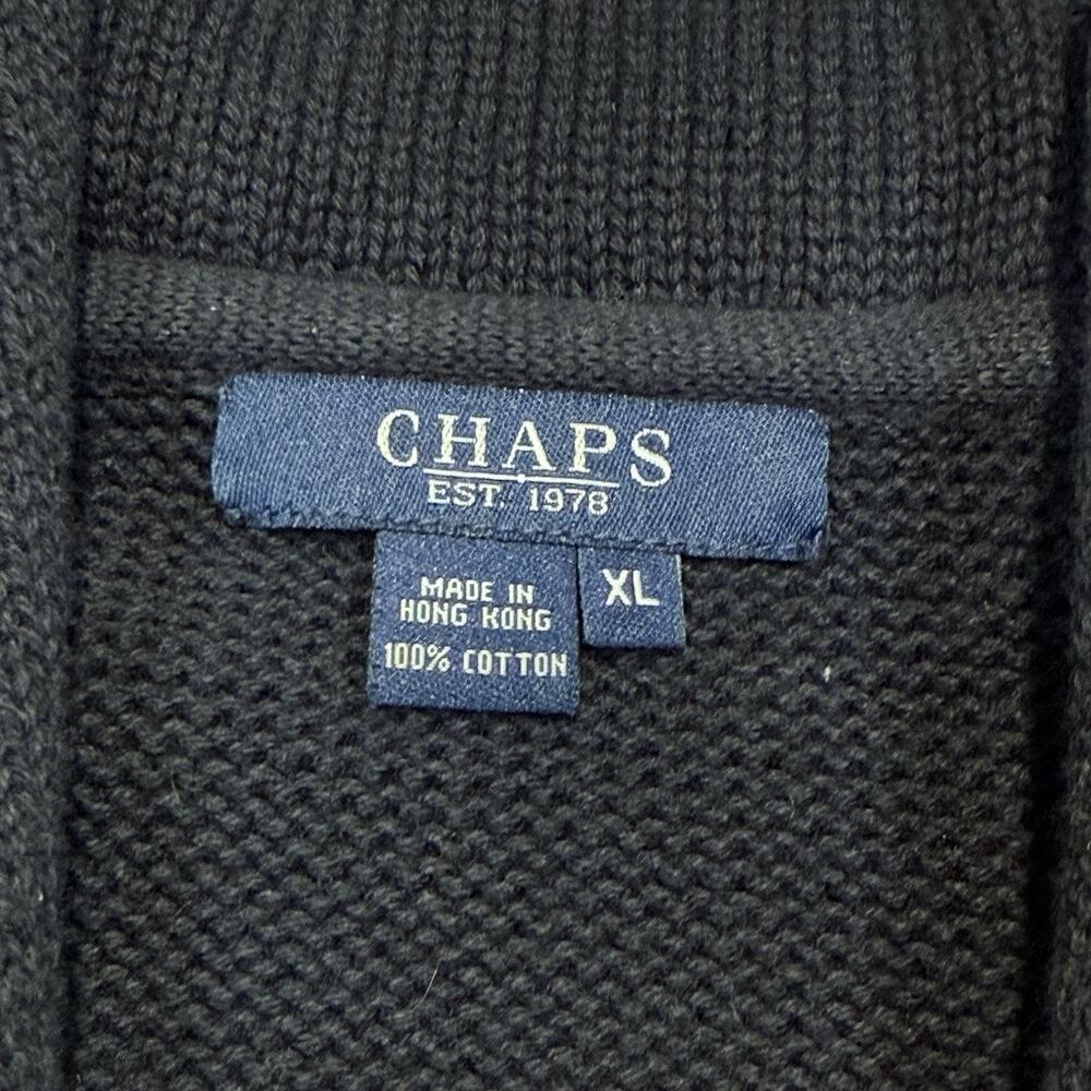 Chaps Cardigan Sweater Womens Sz XL Navy Gold Button Shawl Collar Crest Nautical - Picture 5 of 10